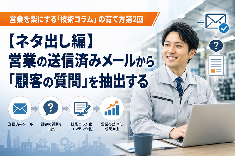 営業を楽にする「技術コラム」の育て方第2回：【ネタ出し編】営業の送信済みメールから「顧客の質問」を抽出する