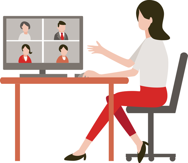 ミーティングをしている女性のイラスト